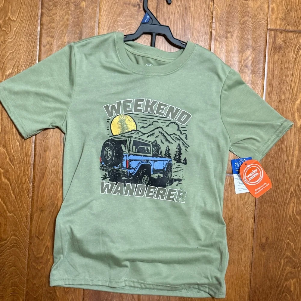 NWT Size XS (4-5) wonder nation Green Weekend Wanderer pajama set